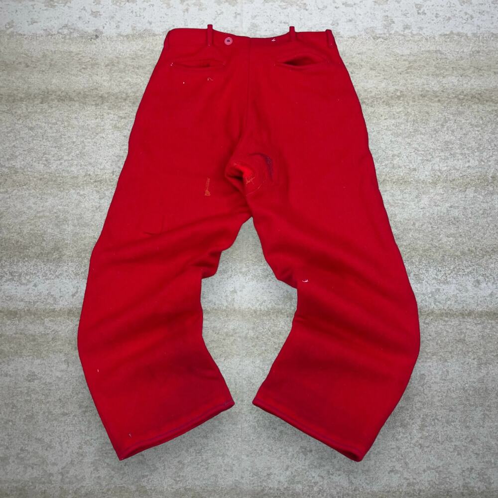 True Vintage 70s Wool Pants 32x30 Baggy Fit Crimson Red